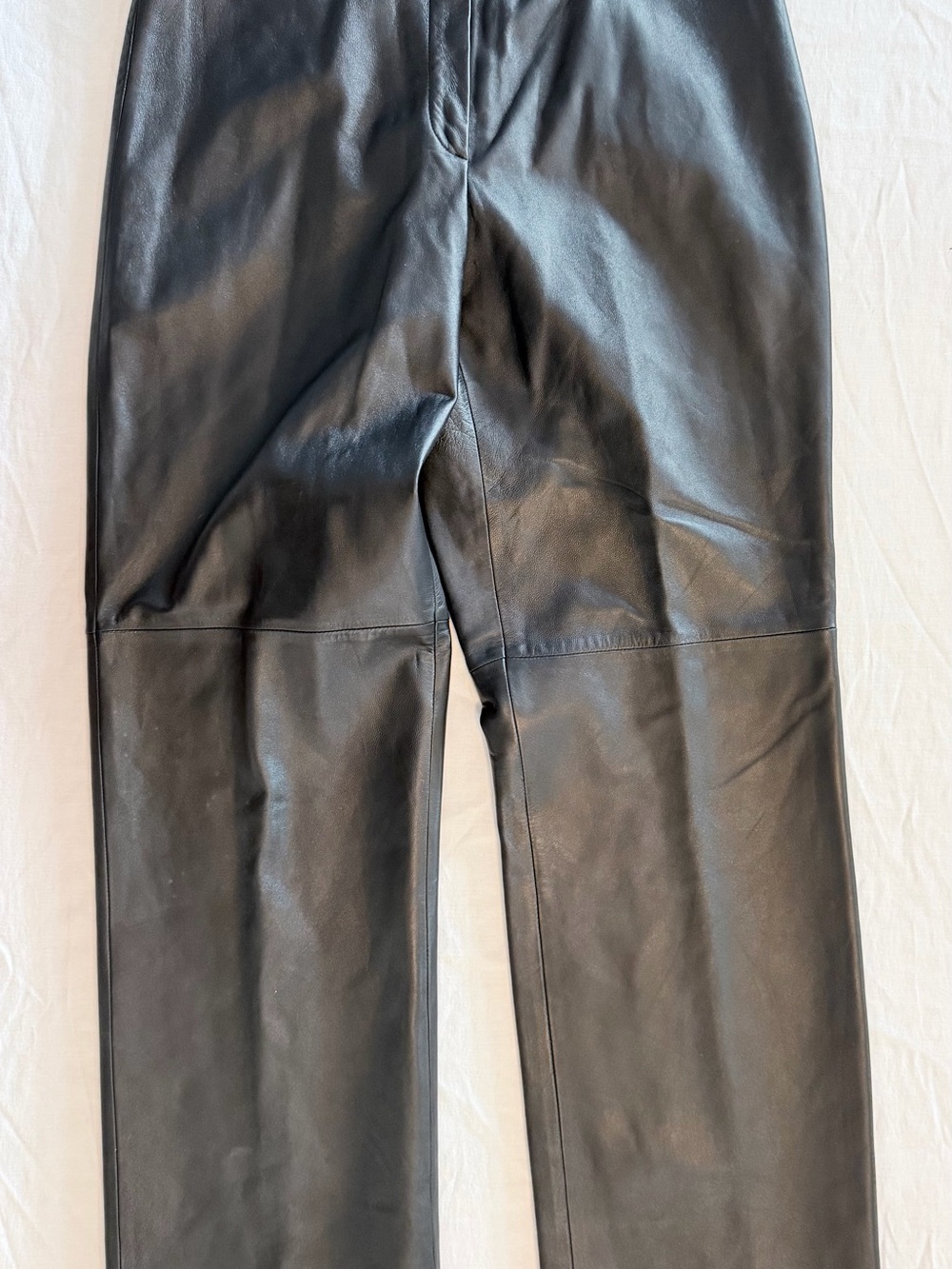Women’s Black Real Leather Pants Size 14 Straight Leg